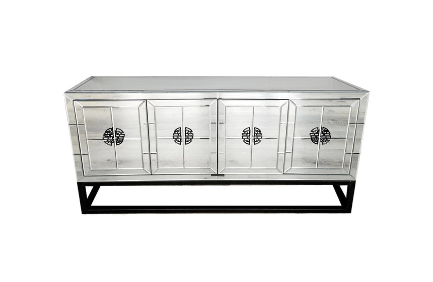 Athens Mirrored Buffet Table -Black