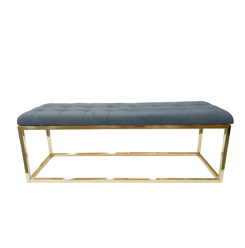 Holly Ottoman Gold Base - Dark Grey Seat