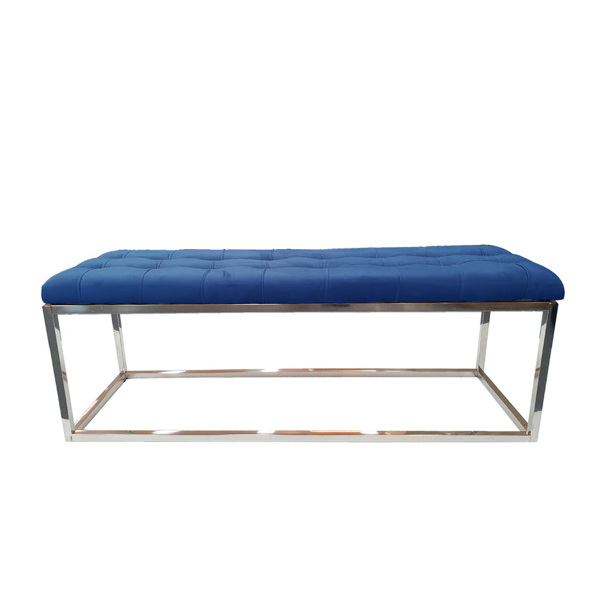 Holly Ottoman Silver Base - Blue Seat