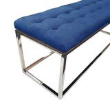 Holly Ottoman Silver Base - Blue Seat