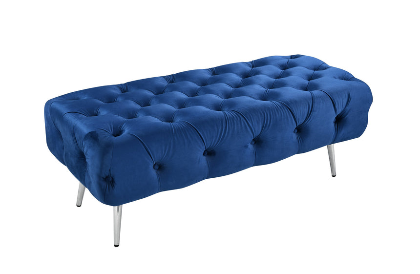 Shirley Ottoman Blue Velvet