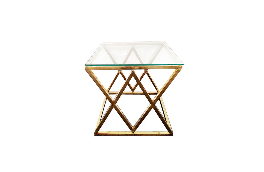 Alsea Side Table Gold Base - Clear Glass