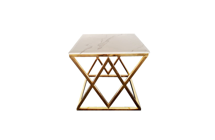 Alsea Side Table Gold Base - White Marble