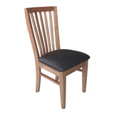 Fairmont 2pc Set Dining Chair PU Leather Seat Slat Back Solid Oak Timber Wood