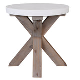 Stony 50cm Round Lamp Table with Concrete Top - White