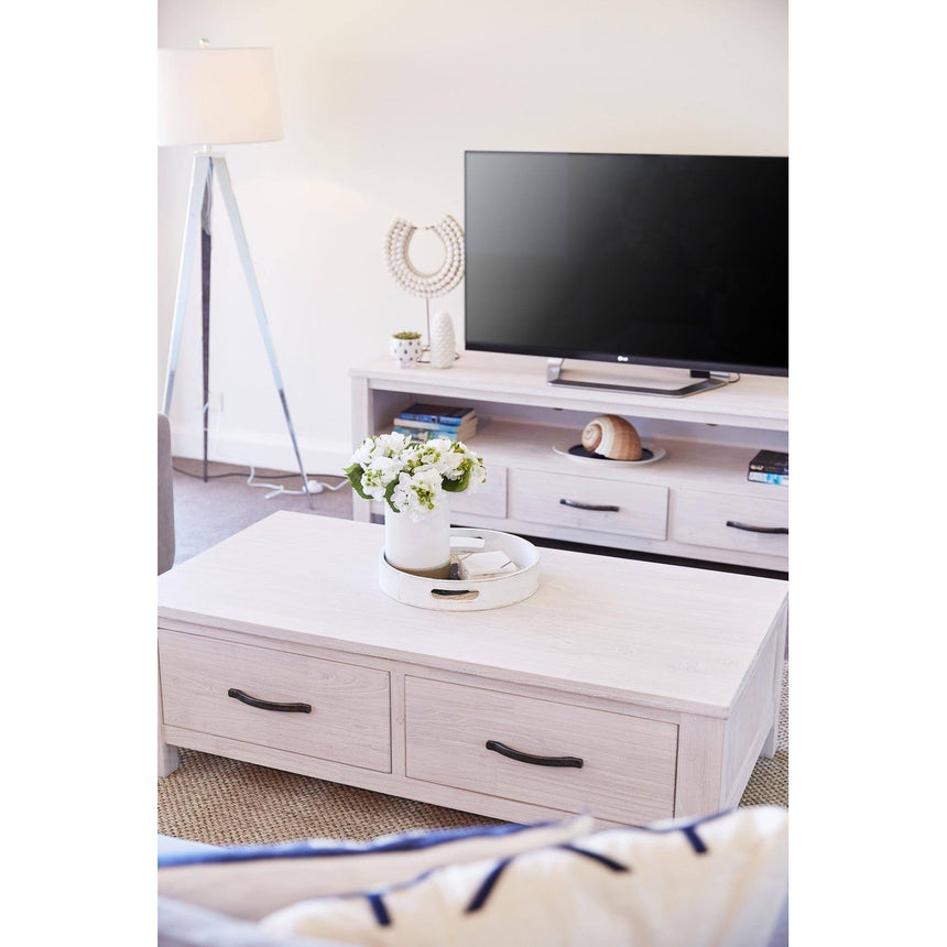 Foxglove ETU Entertainment TV Unit 166cm 3 Drawer Solid Mt Ash Wood - White