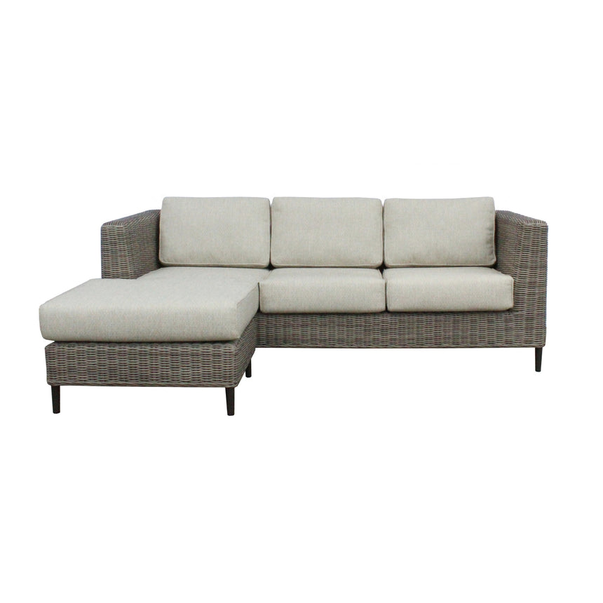 Lara 3 Seater Outdoor Sofa Rattan Reversible Chaise Lounge Light Grey