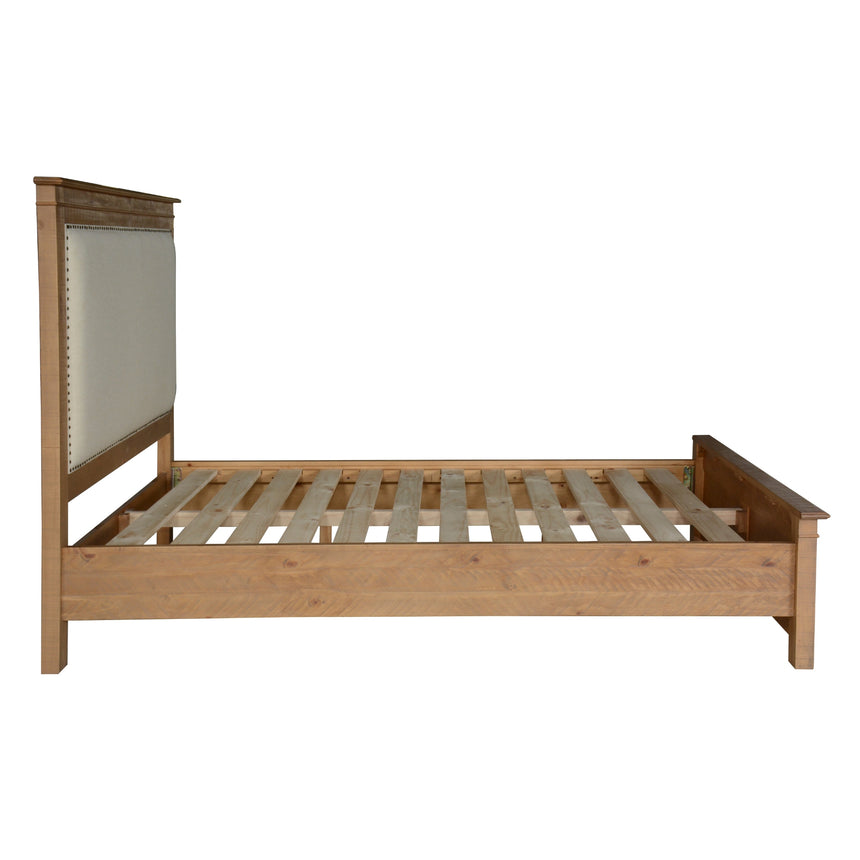 Jade Queen Size Bed Frame French Provincial Style Timber Mattress Base - Natural