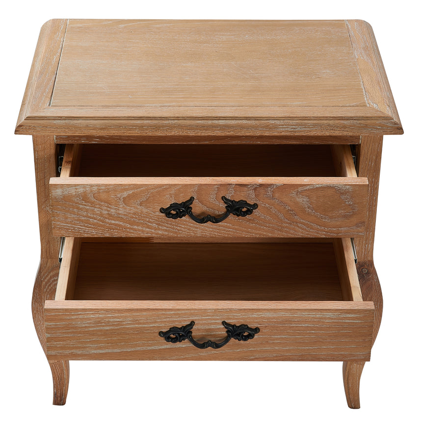 Bali 2pc Set Bedside 2 Drawers Tables Storage Cabinet Shelf Side End Table Oak