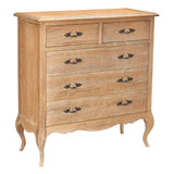 Bali Tallboy 5 Chest of Drawers Storage Cabinet Oak