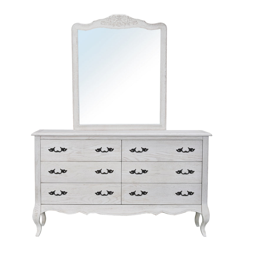 Alice 4pc Set 2 Bedside Dresser Mirror Storage Cabinet Table Distressed White