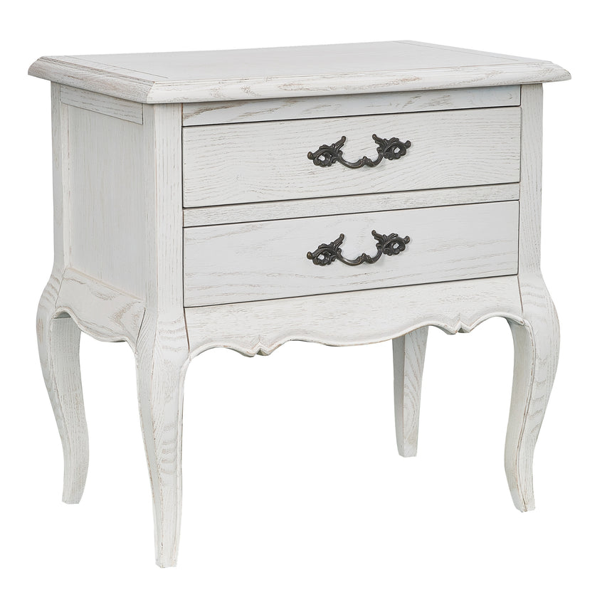 Alice 2pc Set Bedside 2 Drawers Storage Cabinet Side End Table Distressed White