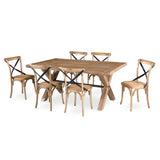 Woodland 2pc Set Dining Chair X-Back Birch Timber Wood Woven Seat Natural