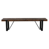 Rustica 150cm Seat Bench with Metal Leg Pine Wood Top Black