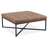 Chelsea Fabric Square Ottoman Footstool Bench Dark Brown