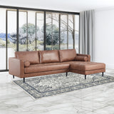 Chelsea 2 Seater Sofa Fabric Lounge Couch with RHF Chaise Dark Brown