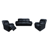 Bella 3+1+1 Seater Electric Recliner Genuine Leather Upholstered Lounge - Black