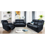 Bella 3+1+1 Seater Electric Recliner Genuine Leather Upholstered Lounge - Black