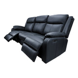 Bella 3+1+1 Seater Electric Recliner Genuine Leather Upholstered Lounge - Black