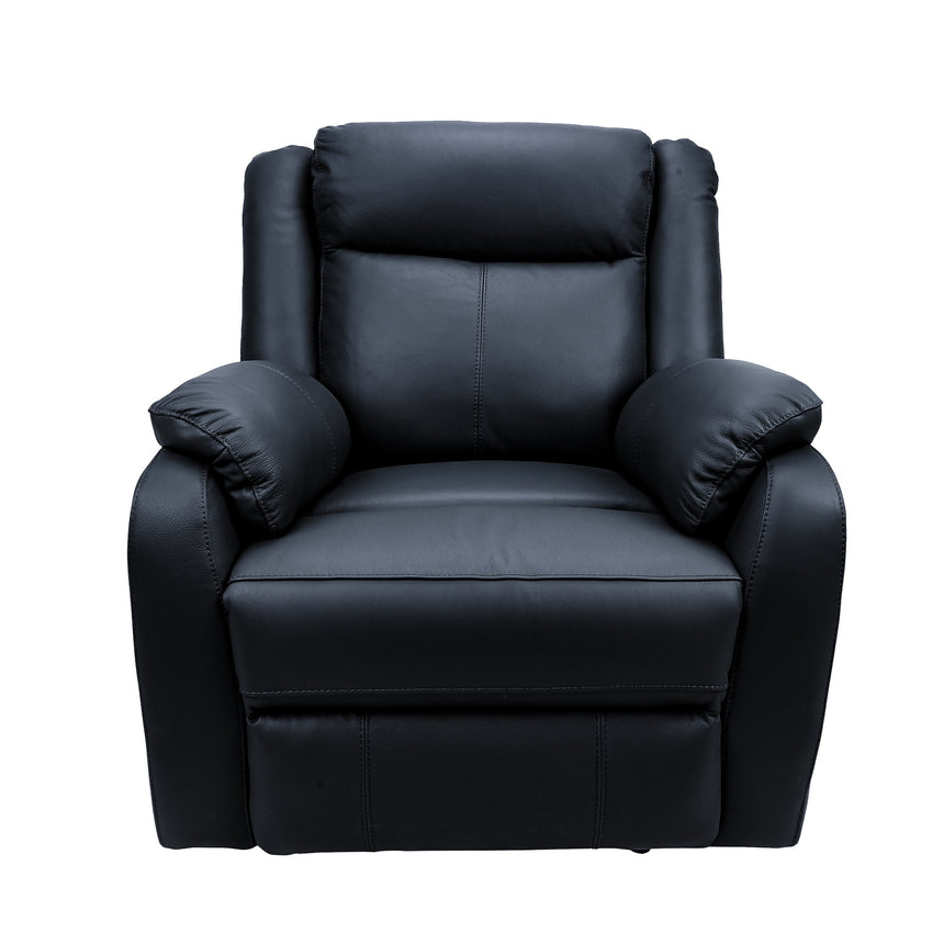 Bella 3+1+1 Seater Electric Recliner Genuine Leather Upholstered Lounge - Black