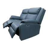 Bella 3+2+1 Seater Electric Recliner Genuine Leather Upholstered Lounge - Blue