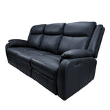 Bella 3 Seater Electric Recliner Genuine Leather Upholstered Lounge - Black