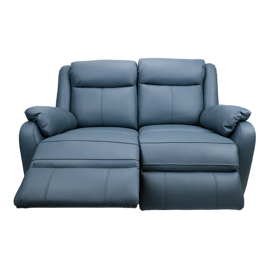 Bella 2 Seater Electric Recliner Genuine Leather Upholstered Lounge - Blue