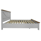 Grandy Bed Frame King Size Timber Mattress Base With Storage Drawers White Brown