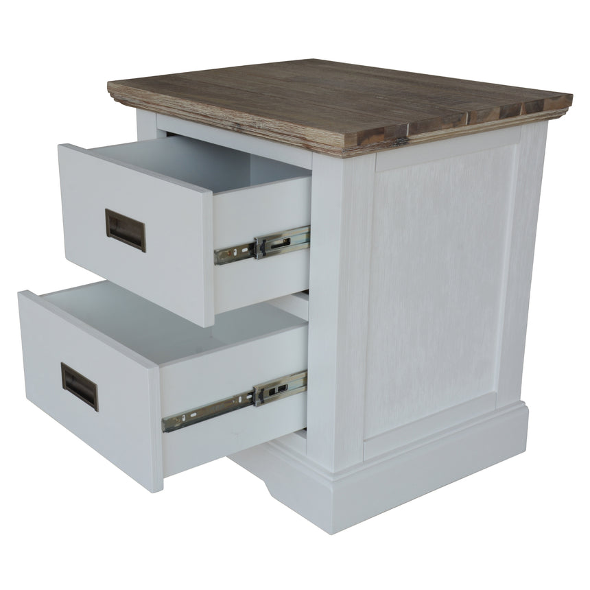 Fiona Bedside Tables 2 Drawers Storage Cabinet End Nightstand Table White Grey