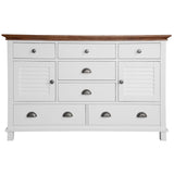 Virginia Dresser Mirror 7 Chest of Drawers Solid Wood Tallboy Cabinet - White