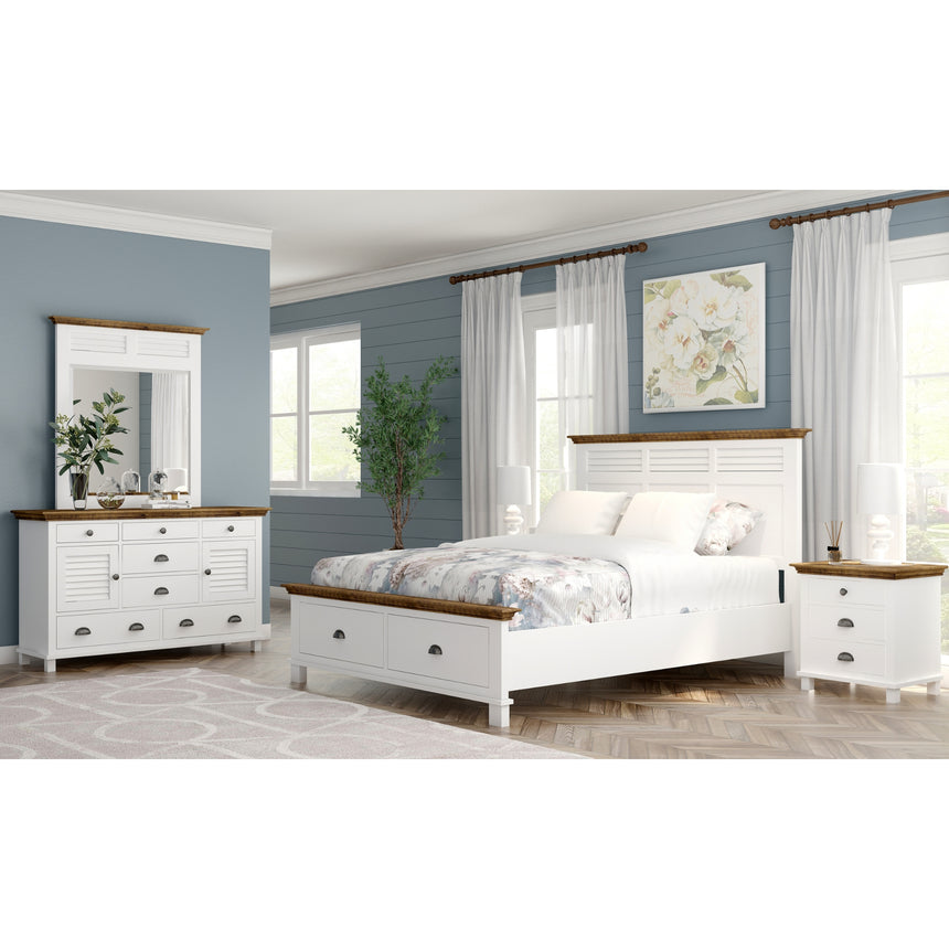 Virginia Bedside Dresser 3pc Bedroom Set Drawers Nightstand Storage Cabinet -WHT