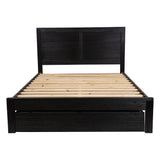 Tofino Bed Frame King Size Timber Mattress Base With Storage Drawers - Black