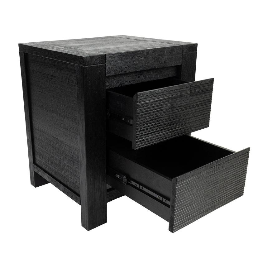 Tofino 3pc Bedside Tallboy Bedroom Set Storage Drawers Nightstand - Black