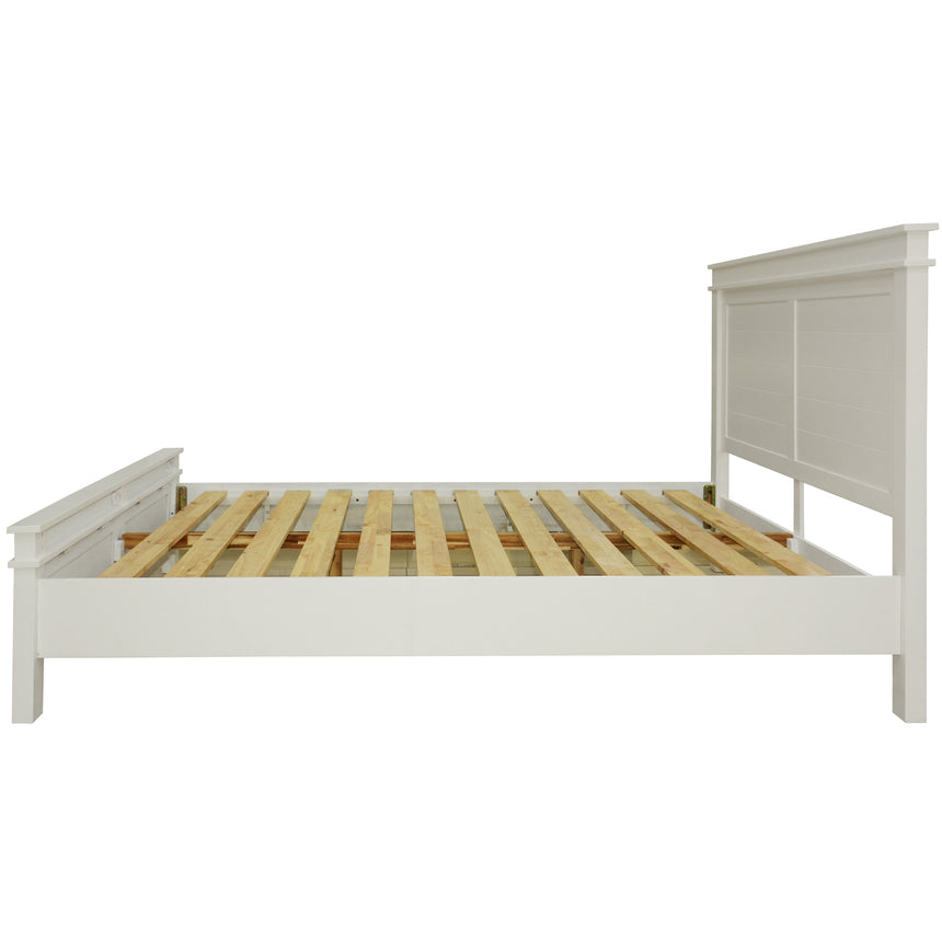 Lily Bed Frame Queen Size Timber Mattress Base - White