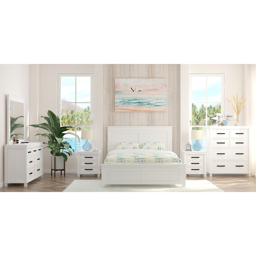 Lily Dresser 7 Chest of Drawers Solid Wood Tallboy Storage Cabinet - White