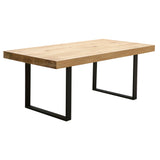 Ethan Dining Table 190cm Veneer Solid Oak Top Metal Leg - Natural