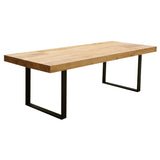 Ethan Dining Table 240cm Veneer Solid Oak Top Metal Leg - Natural