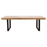 Ethan 3pc 240cm Dining Table 190cm Bench Veneer Solid Oak Top Metal Leg Natural