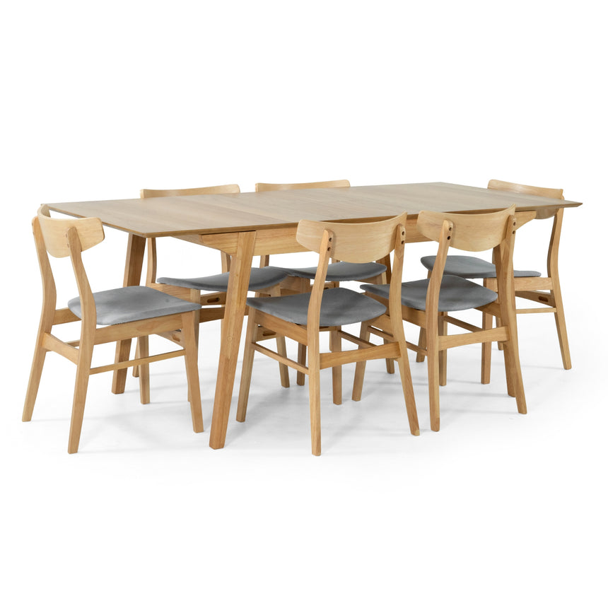 Cusco 7pc Set Dining Set 150 - 190cm Extendable Table 6 Chair Scandinavian Style