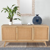 Olearia  Buffet Table 150cm 3 Door Solid Mango Wood Storage Cabinet Natural