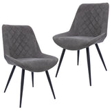 Helenium Dining Chair Set of 2 Fabric Seat with Metal Frame - Graphite