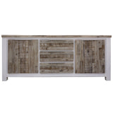 Plumeria Buffet Table 200cm 2 Door 3 Drawer Solid Acacia Timber - White Brush