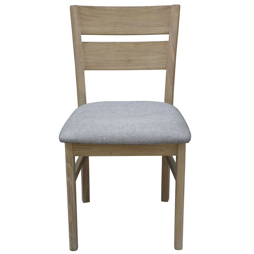 Tyler 2pc Set Dining Chair Fabric Seat Solid Acacia Timber Wood Brushed Smoke