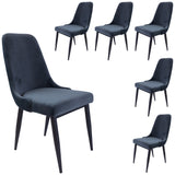 Eva Dining Chair Set of 6 Fabric Seat with Metal Frame - Charcoal