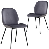 Remy Dining Chair Set of 2 Fabric Seat with Metal Frame - Charcoal