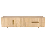 Knox ETU Entertainment TV Unit 180cm 3 Door 2 Drawer Solid Mango Wood - Natural