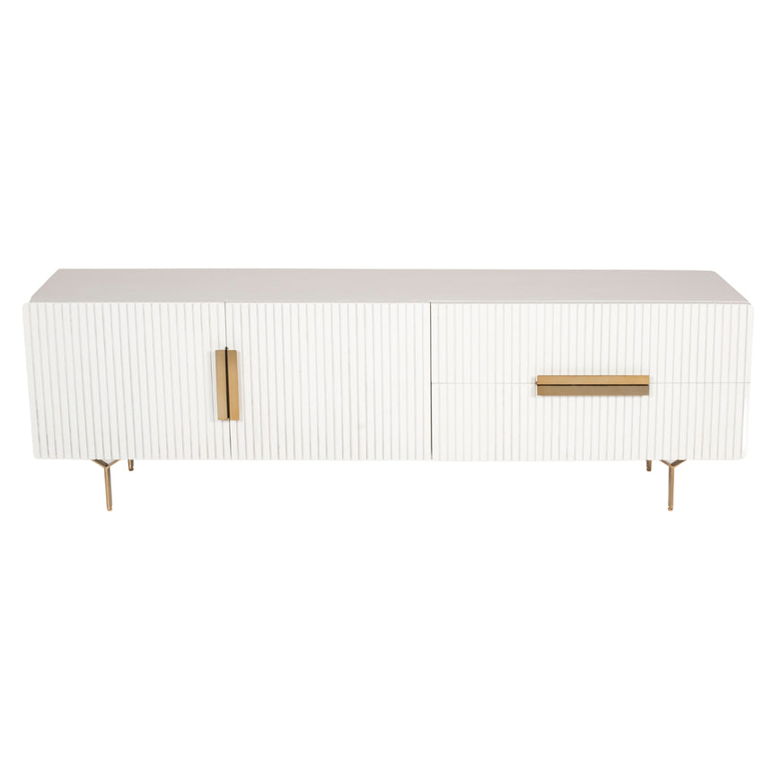 Knox ETU Entertainment TV Unit 180cm 3 Door 2 Drawer Solid Mango Wood - White