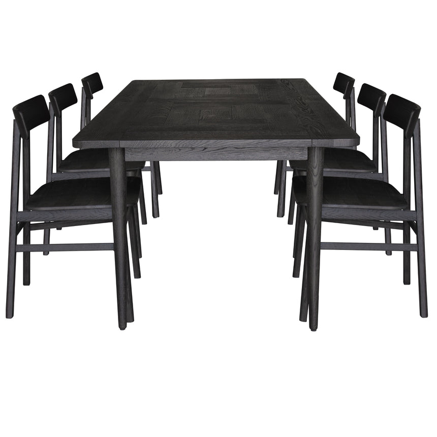 Claire 7pc Dining Set Table 180cm Solid Oak Wood Timber Seat Chair - Black