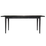 Claire 7pc Dining Set Table 180cm Solid Oak Wood Fabric Seat Chair - Black