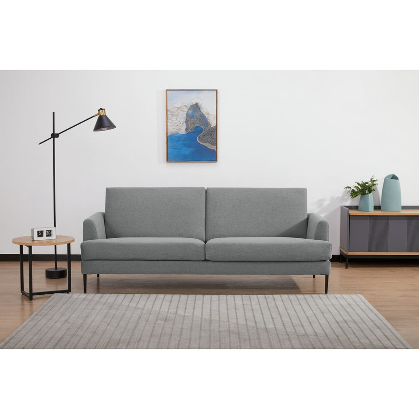 Ariya 3 Seater Sofa Fabric Upholstered Lounge Couch - Light Grey